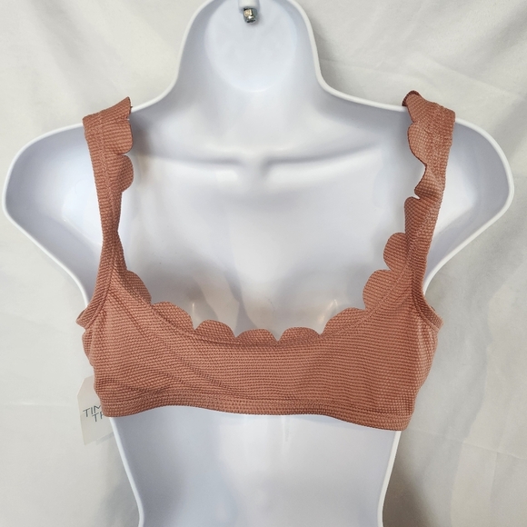Time and Tru NWT Women's Swim‎ Top Size M Rose Pink Scalloped Summer Resortwear - Picture 3 of 8